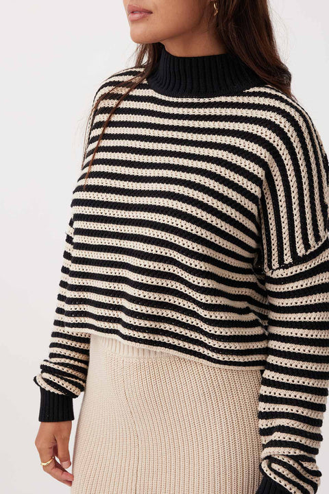 ARCAA - June Cropped Sweater, Sand & Black