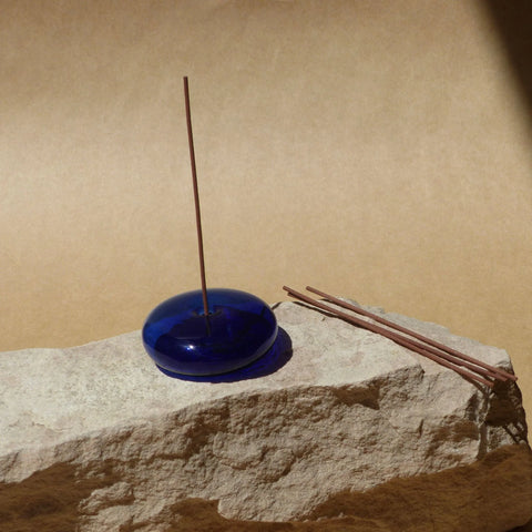 GENTLE HABITS - Glass Vessel Incense Holder, Cobalt