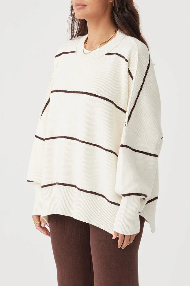 ARCAA - Harper Stripe Sweater, Cream & Chocolate