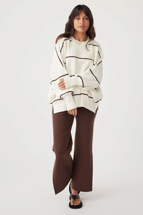 ARCAA - Harper Stripe Sweater, Cream & Chocolate