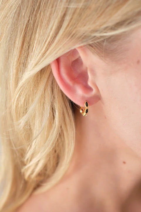 LOVE FROM LILOU -  Amelia Hoop Earrings, Onyx