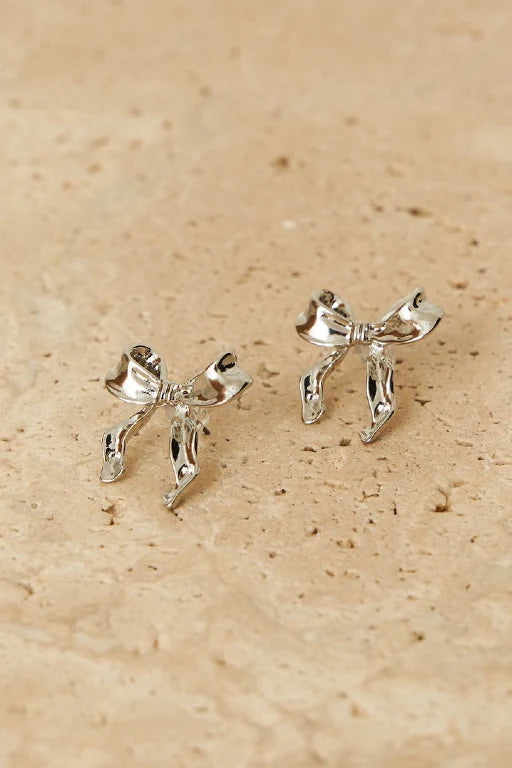 LOVE FROM LILOU -  Bili Bow Stud Earrings, Silver