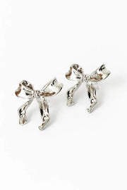 LOVE FROM LILOU -  Bili Bow Stud Earrings, Silver