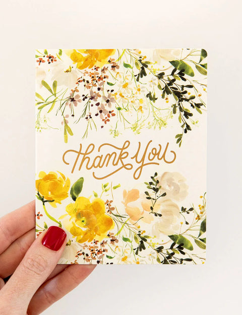 BESPOKE LETTERPRESS - Thank you, Yellow Ranunculus