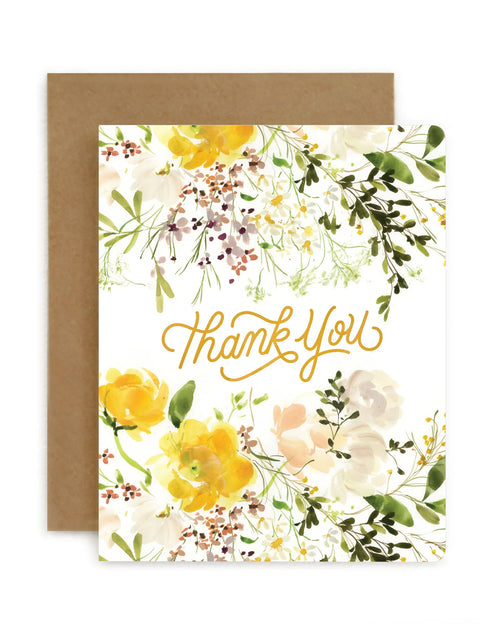 BESPOKE LETTERPRESS - Thank you, Yellow Ranunculus