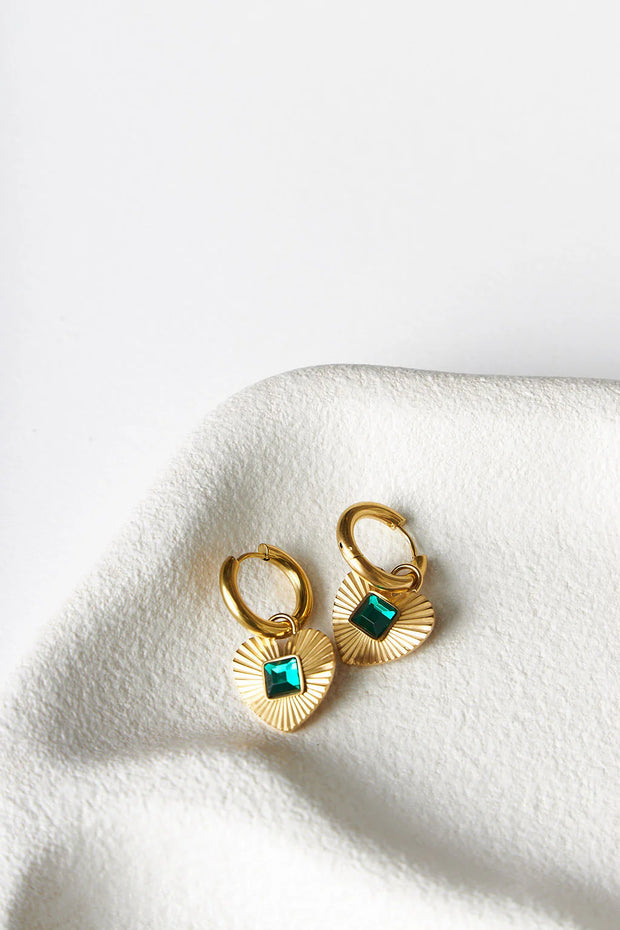 LOVE FROM LILOU - Jasmine Earrings, Gold/Emerald