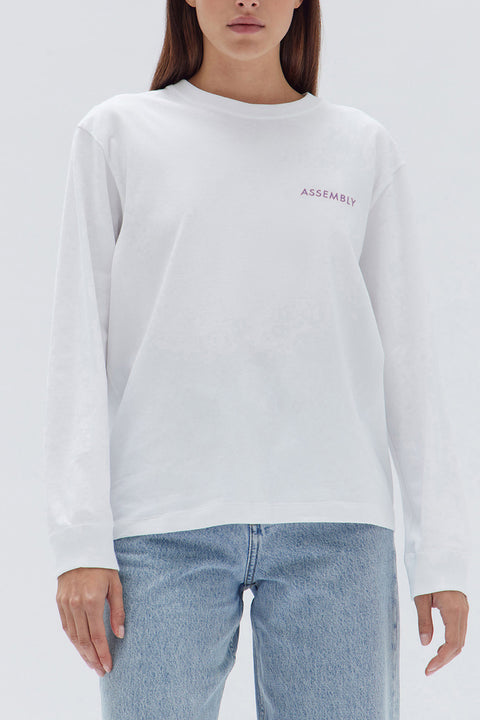 ASSEMBLY LABEL - Pax Long Sleeve Tee, White\Jacaranda