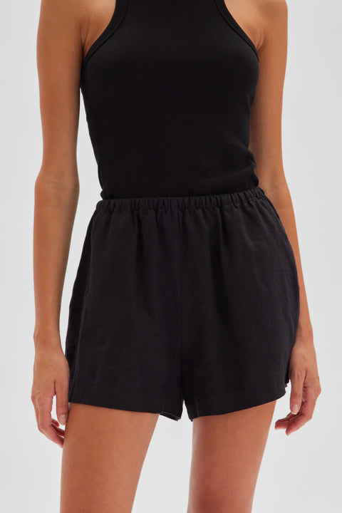 ASSEMBLY LABEL - Stella Linen Short, Black