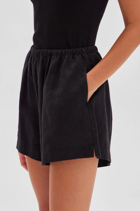 ASSEMBLY LABEL - Stella Linen Short, Black