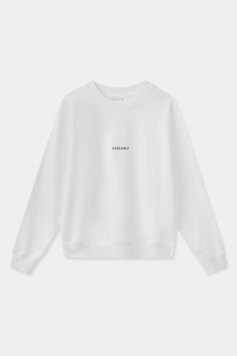 ASSEMBLY LABEL - Womens Flocked Logo Fleece, Antique White/Black