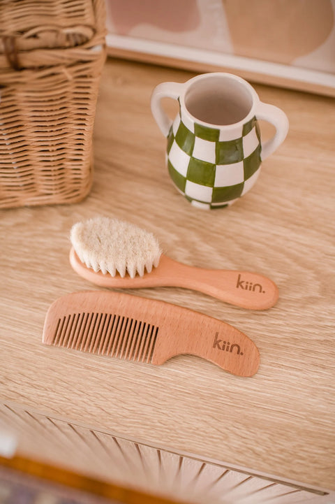 KIIN BABY - Wooden Baby Brush + Comb Set