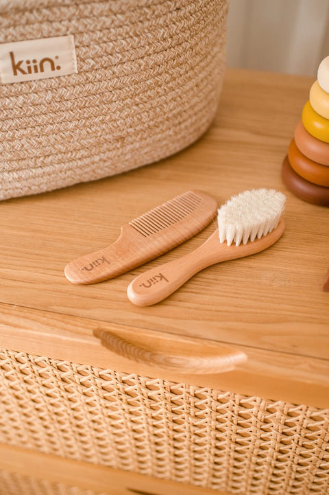 KIIN BABY - Wooden Baby Brush + Comb Set