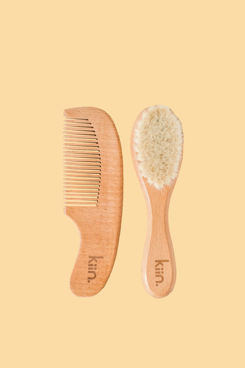 KIIN BABY - Wooden Baby Brush + Comb Set