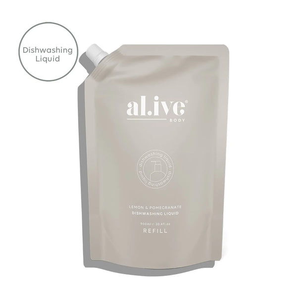 AL.IVE - Dishwashing Liquid 900ml Refill Pouch, Lemon & Pomegranate