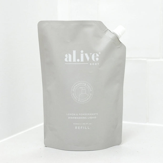 AL.IVE - Dishwashing Liquid 900ml Refill Pouch, Lemon & Pomegranate