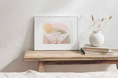 OLIVIA WESTCOTT CREATIVE - A3 | 380GSM Cotton Canvas | Abstract Digital Art | Unframed | Peachy Highlander