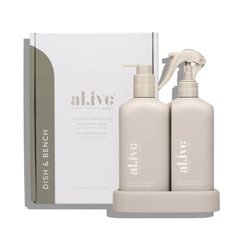 AL.IVE - Bench Spray & Dishwashing Liquid Duo, Lemon & Pomegranate