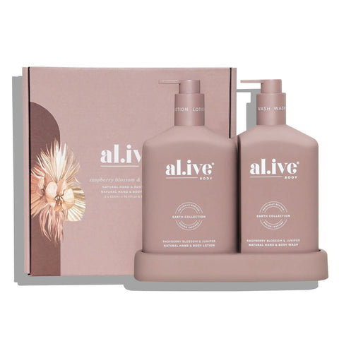 AL.IVE - Wash & Lotion Duo + Tray, Raspberry Blossom & Juniper