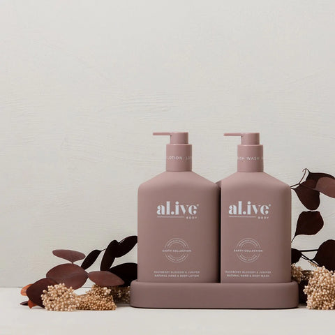 AL.IVE - Wash & Lotion Duo + Tray, Raspberry Blossom & Juniper